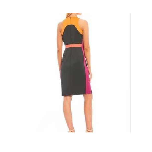 LDT Blaine Color Block Jewel Neck Sleeveless Scuba Sheath Dress - Picture 4 of 6